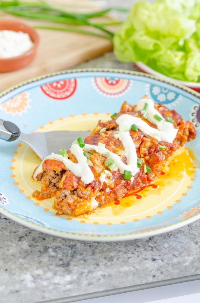 low carb shredded chicken taco casserole