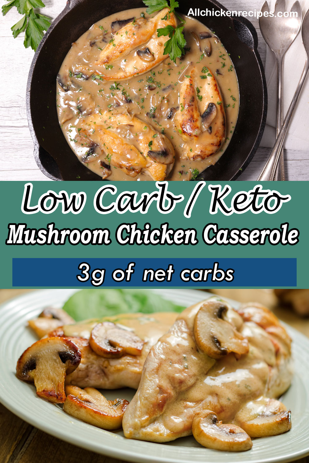low carb keto mushroom chicken casserole