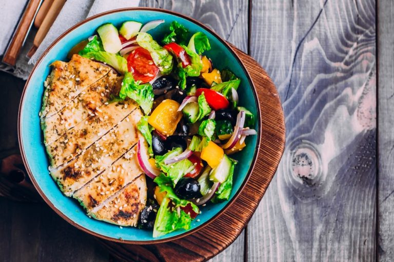 Keto Greek Chicken - Low Carb Greek Chicken Salad Bowl