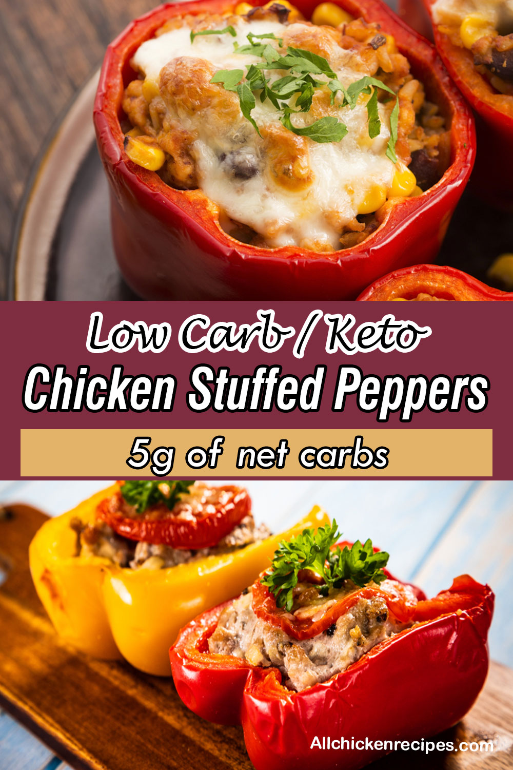 low carb keto stuffed peppers with chicken