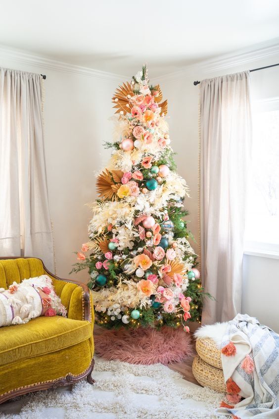 Boho Christmas tree with whimsical touches