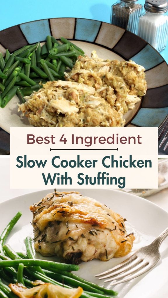 easy 4 ingredient slow cooker chicken with stuffing
