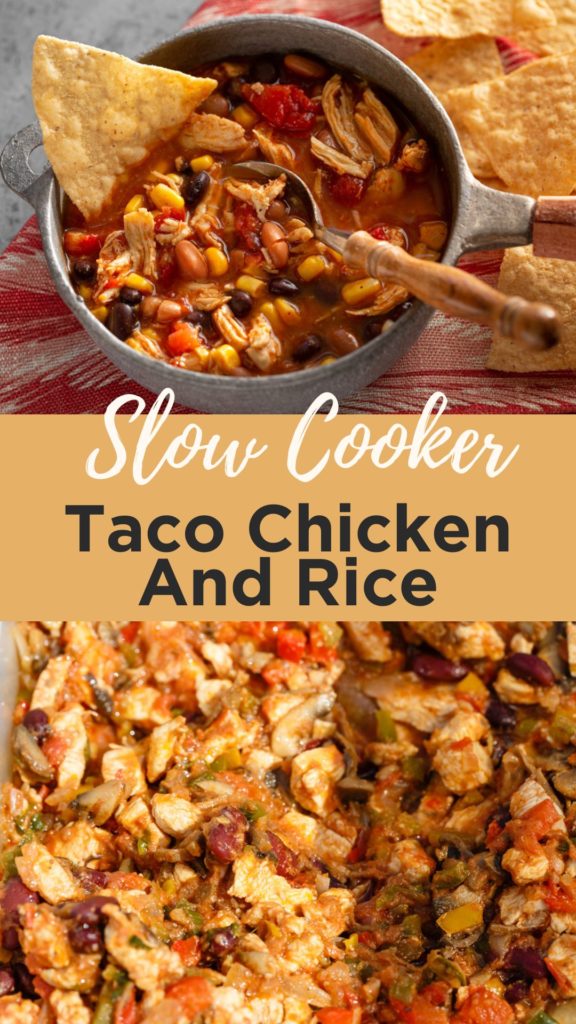 slow cooker cheesy taco chicken and rice