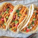 slow cooker queso chicken tacos