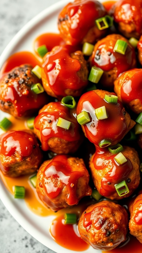 BBQ Chicken Meatballs in Sweet Chili Sauce
