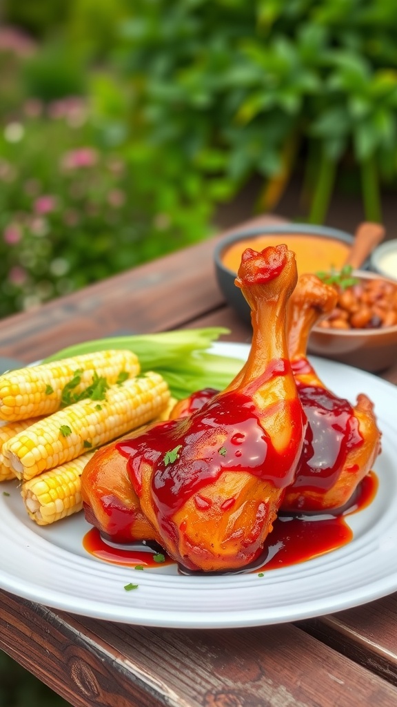 BBQ chicken drumsticks with sauce