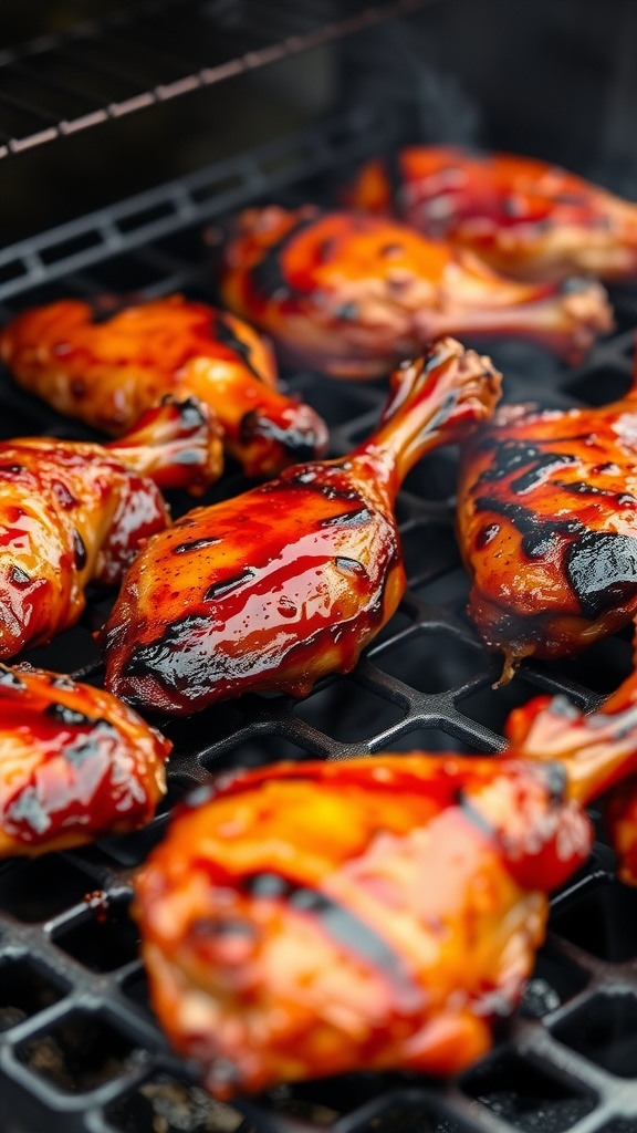 Grilled chicken drumsticks with BBQ sauce