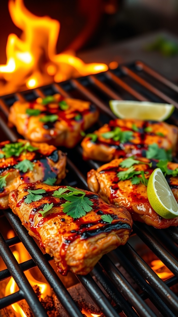 Smoky Chipotle Chicken Thighs on the grill