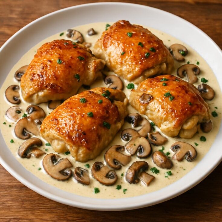 Creamy Garlic Mushroom Chicken Thighs
