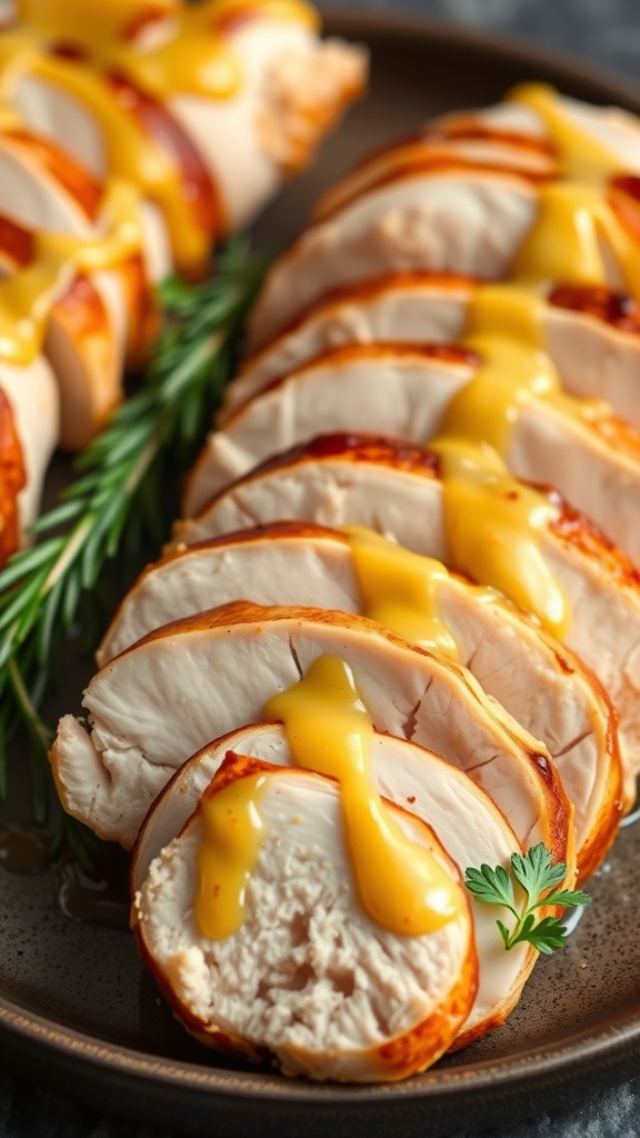 Air Fryer Honey Mustard Chicken Breasts on a plate
