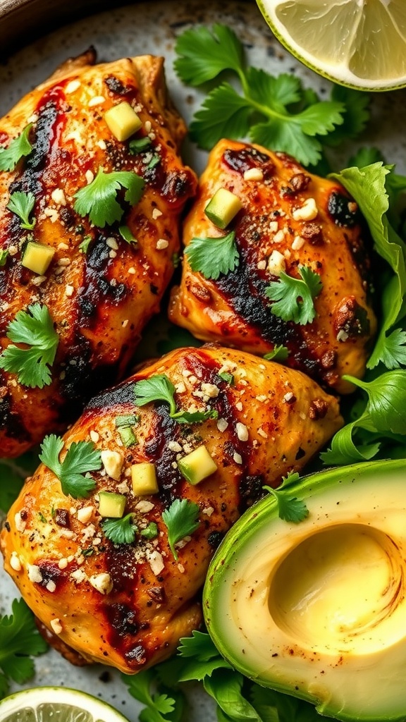 Juicy chipotle lime chicken thighs with fresh cilantro and lime