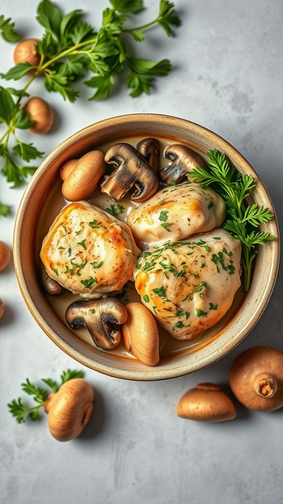 Creamy Mushroom Chicken Thighs recipe with chicken and mushrooms