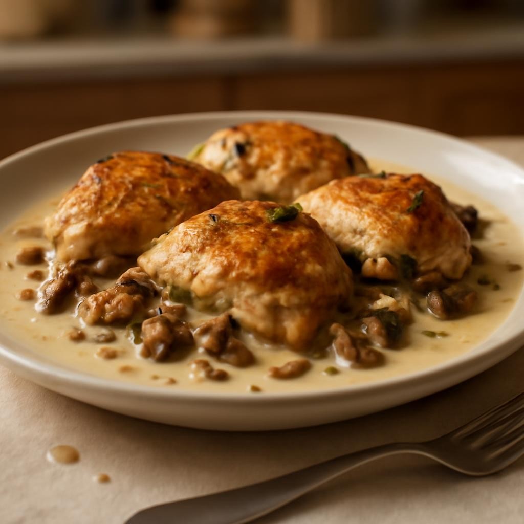 Creamy Garlic Mushroom Chicken Thighs