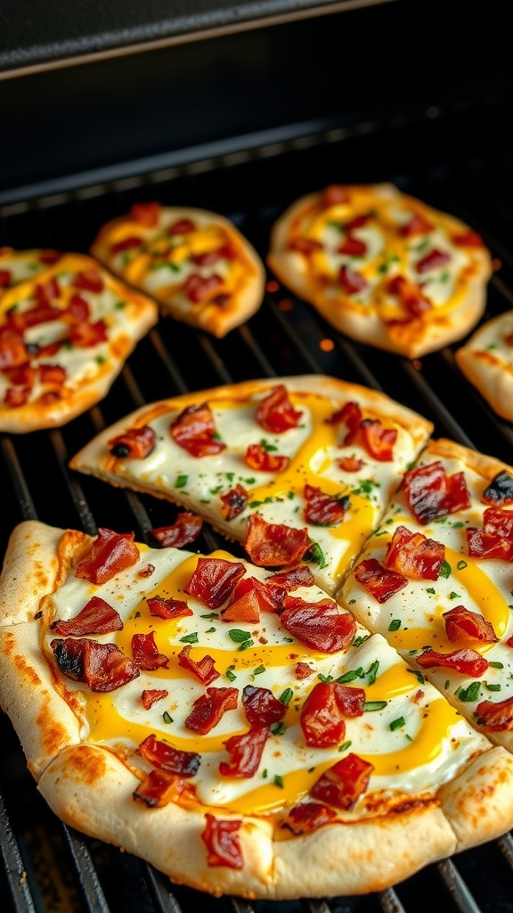 Delicious Honey Mustard Grilled Chicken Pizza on the grill