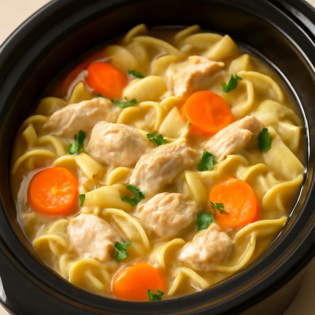 crockpot chicken and noodle soup recipe
