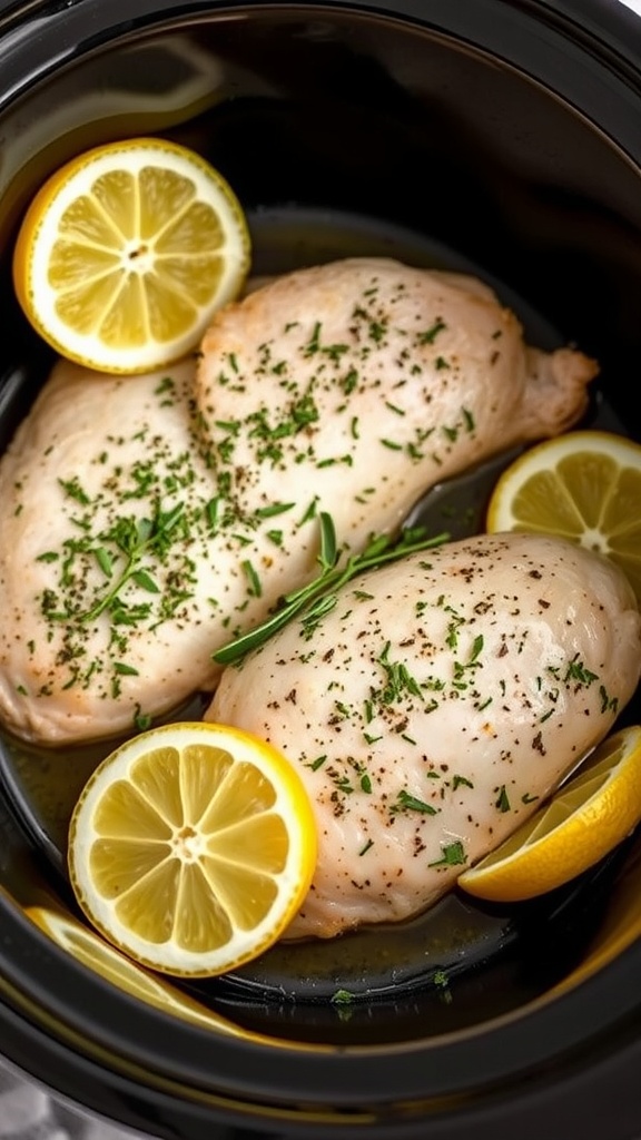 Crockpot chicken breasts with lemon and herbs