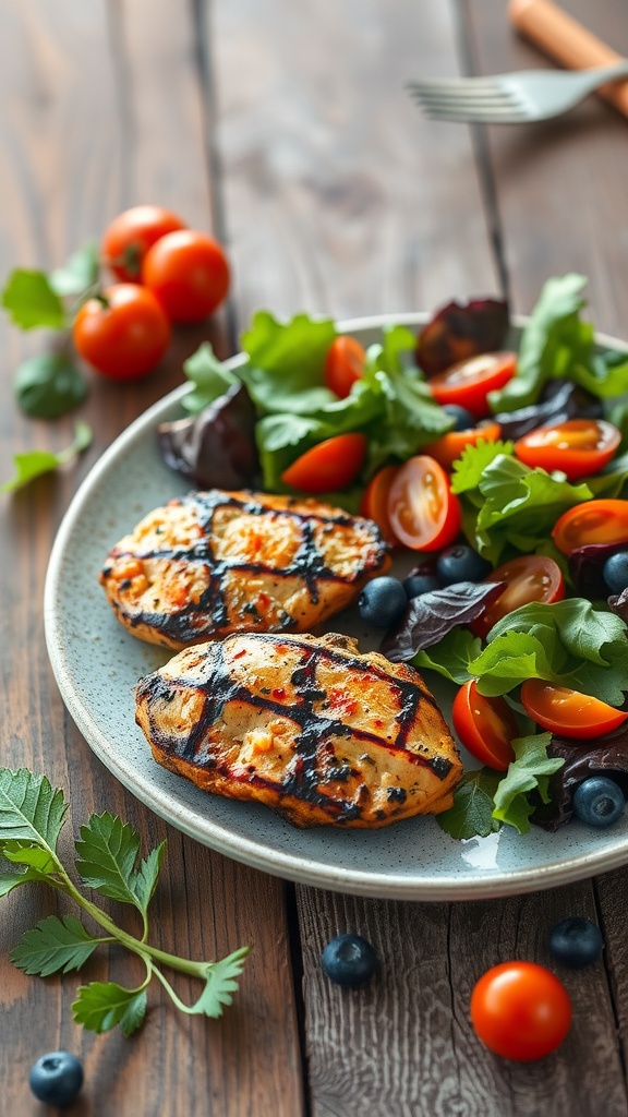 Spicy Cajun Grilled Chicken served with a fresh salad