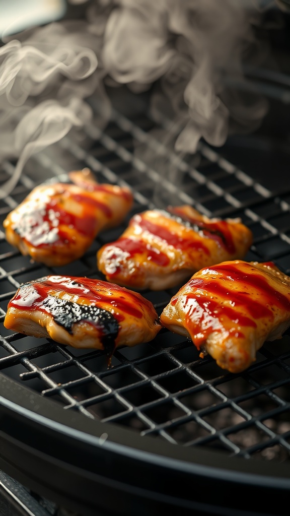 Grilled chicken thighs with spicy chipotle honey glaze