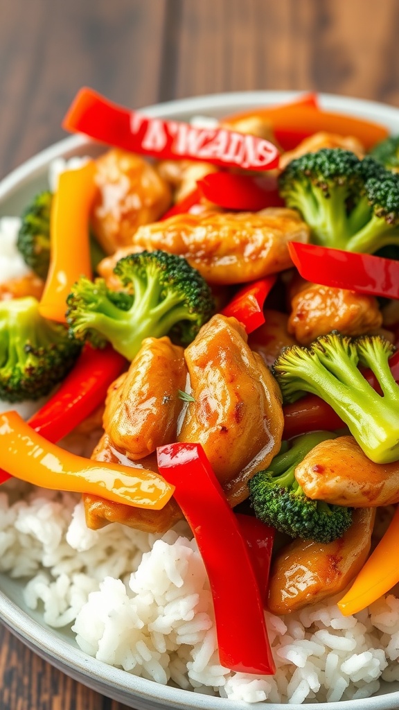 Teriyaki Chicken Stir-Fry with colorful vegetables served over rice