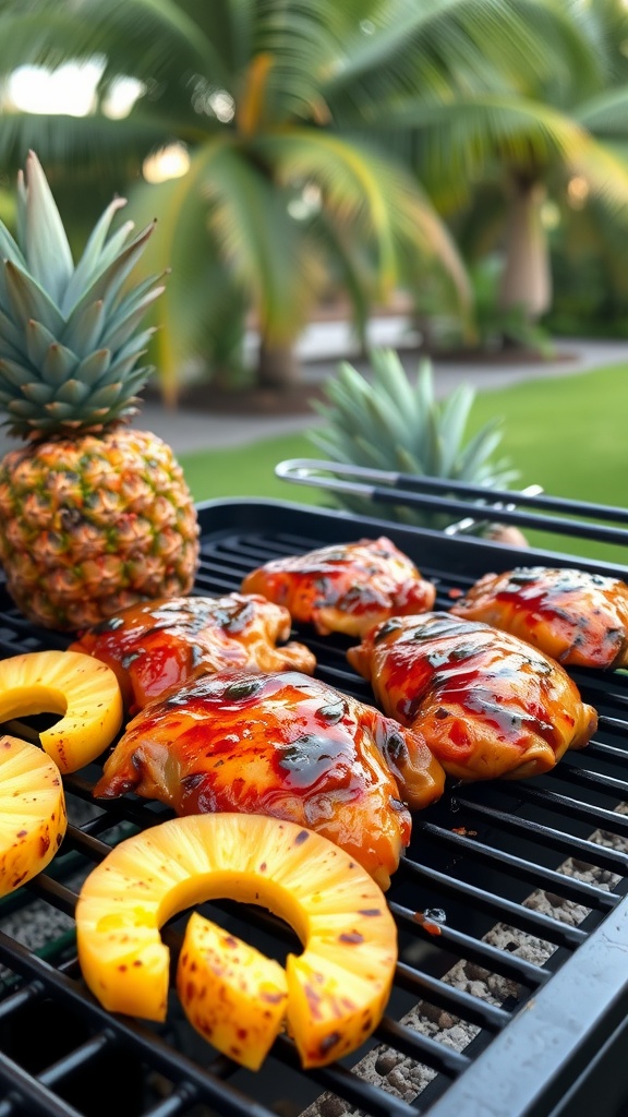 Juicy teriyaki grilled chicken thighs paired with caramelized pineapple