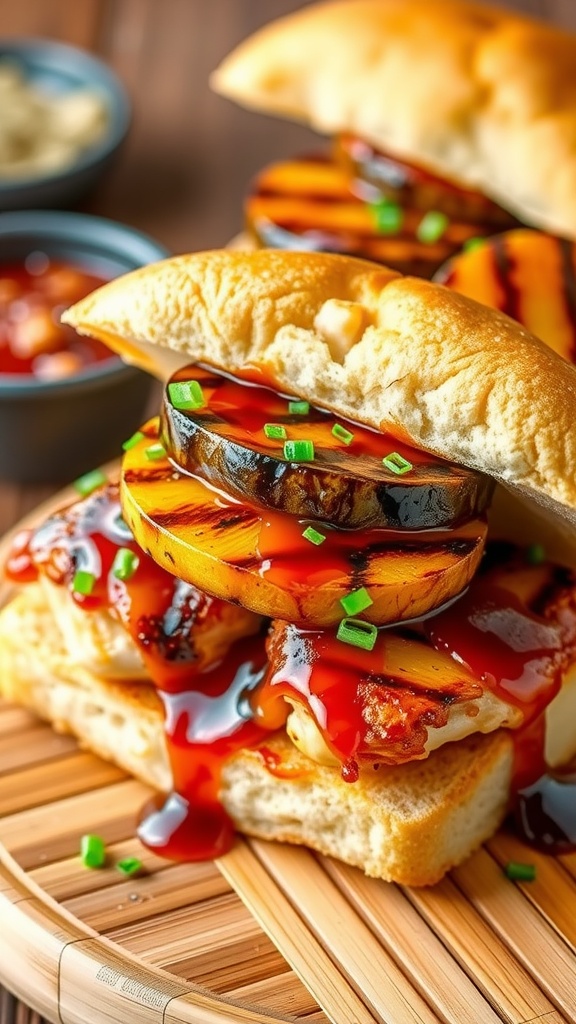 A delicious Teriyaki Grilled Chicken sandwich with grilled pineapple