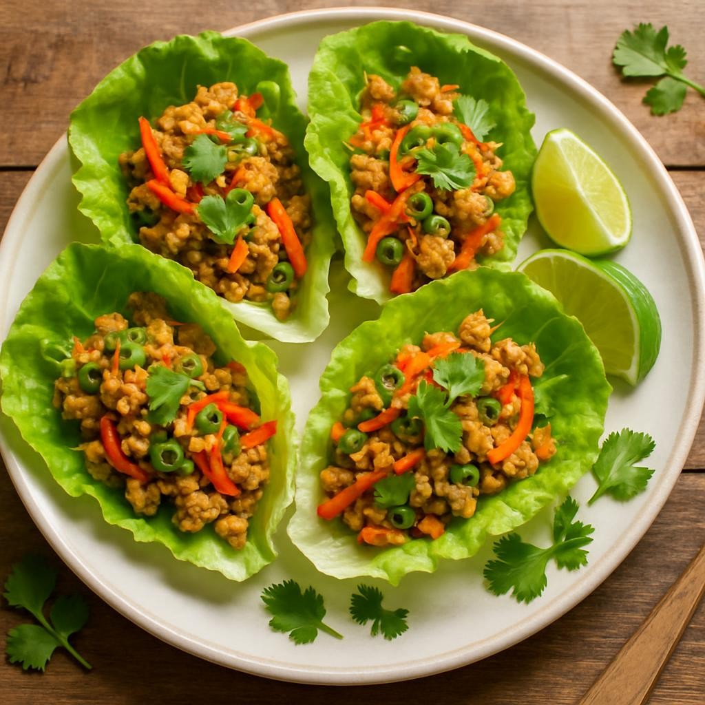 Low Carb Thai Chicken Lettuce Wraps