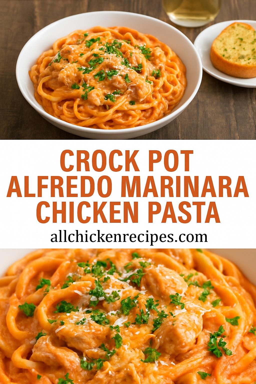 Crock pot Alfredo Marinara Chicken Pasta