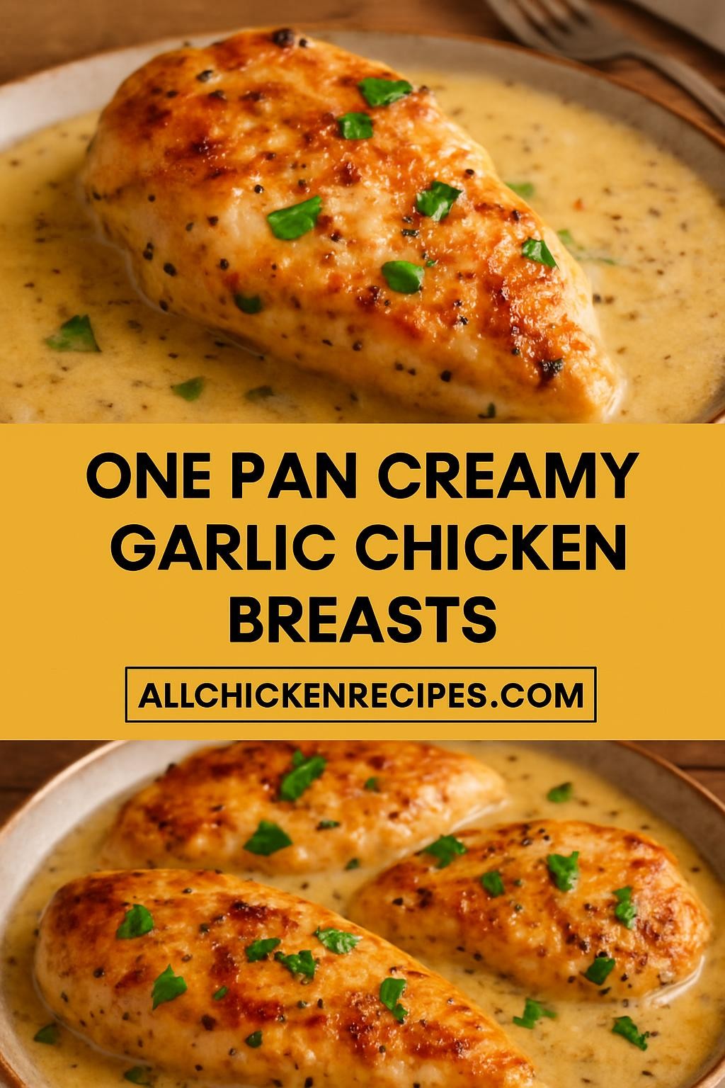 One Pan Creamy Garlic Chicken Breasts