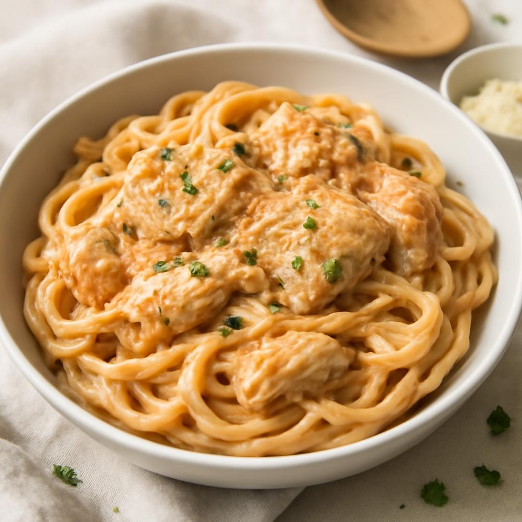 Crock pot Alfredo Marinara Chicken Pasta