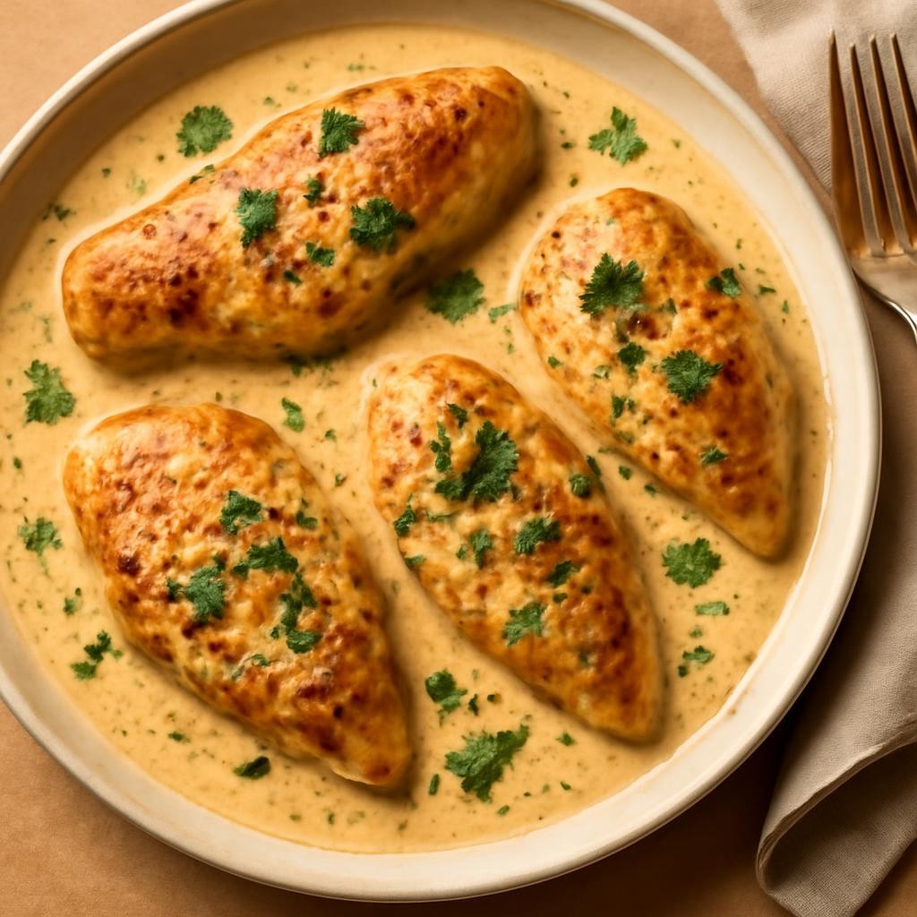 One Pan Creamy Garlic Chicken Breasts