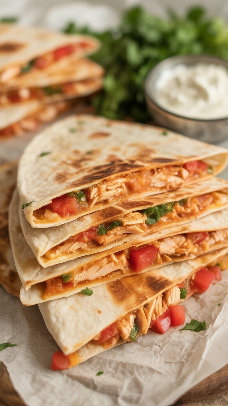 Crockpot Chicken Quesadillas