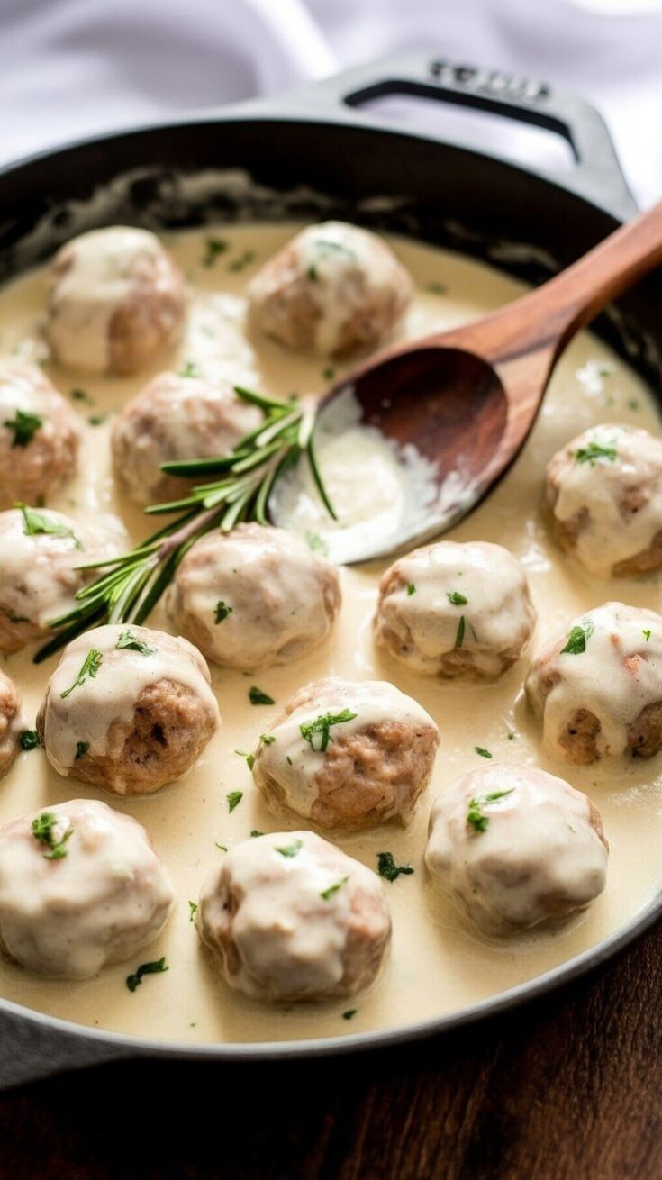 Chicken Meatballs in Cream Sauce