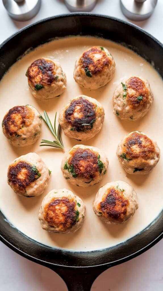 Chicken Meatballs in Cream Sauce