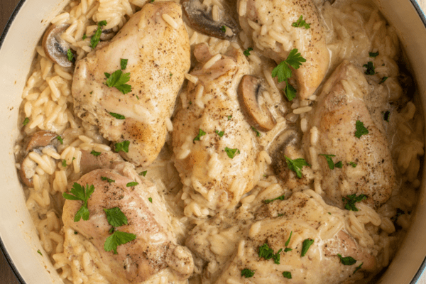 easy Creamy Mushroom Chicken and Rice