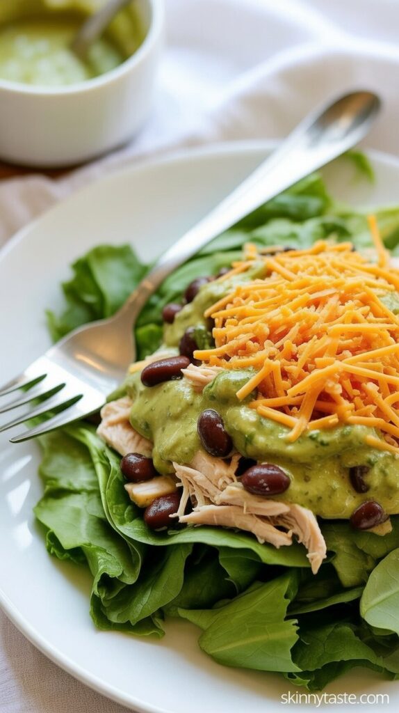 easy Crock Pot Chicken and Black Bean Taco Salad