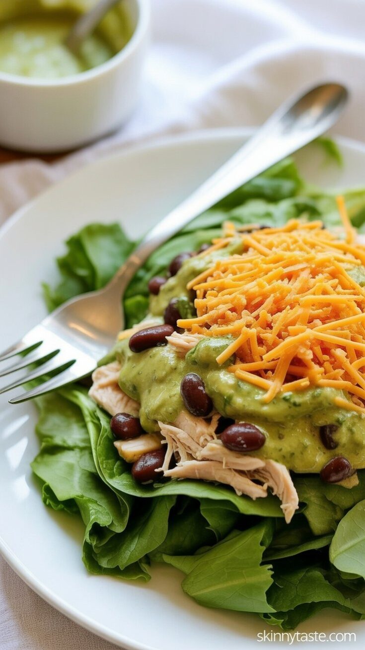 easy Crock Pot Chicken and Black Bean Taco Salad