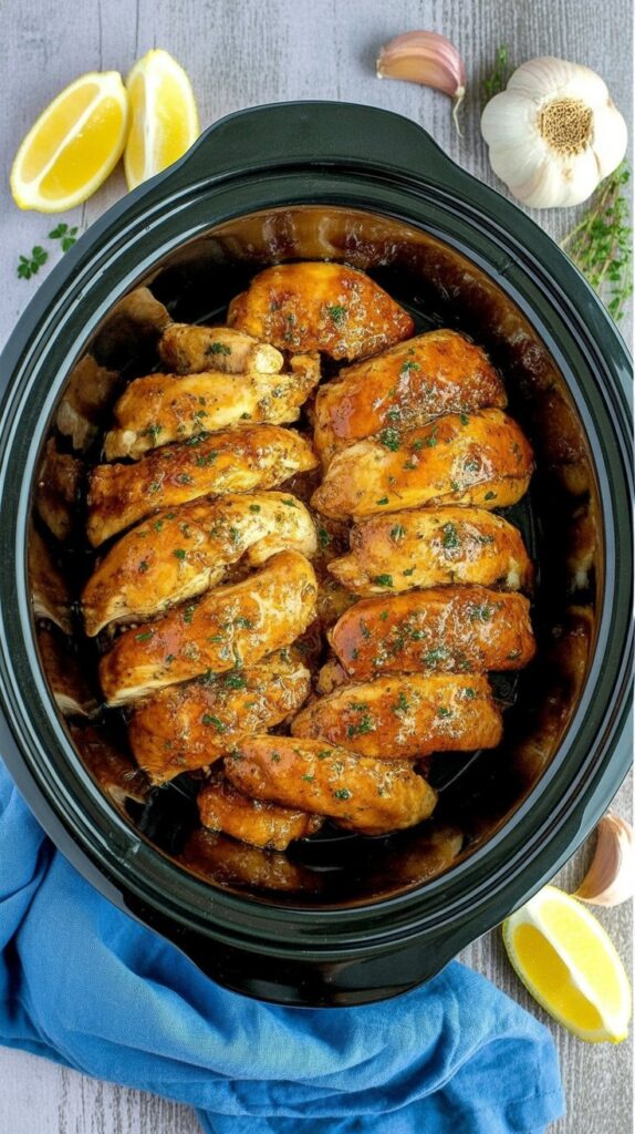 easy Crock Pot Lemon Garlic Chicken