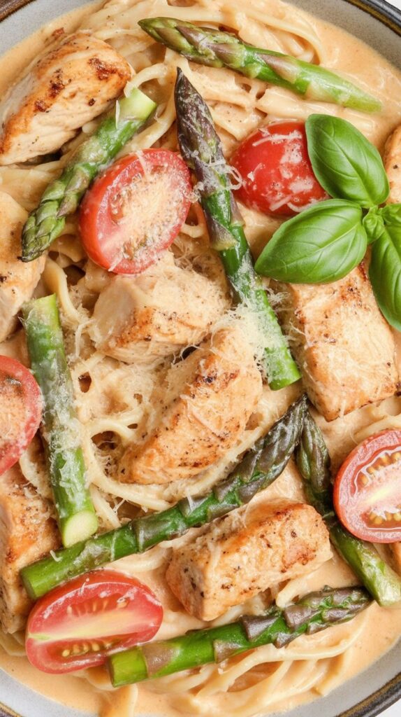 easy Keto Tuscan Chicken and Asparagus