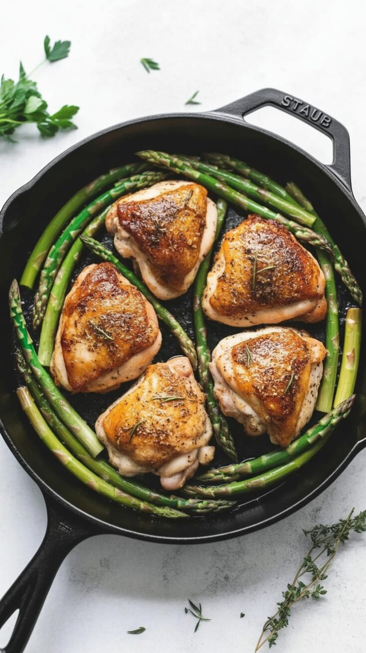easy One Pan Garlic Herb Chicken and Asparagus