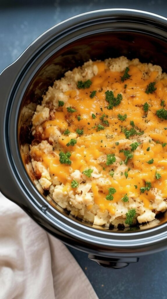 easy Slow Cooker Chicken and Rice Casserole